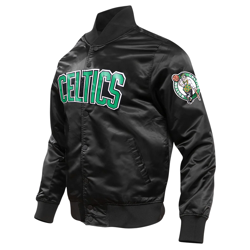 NBA BOSTON CELTICS CLASSIC SATIN MEN'S SATIN JACKET (BLACK) - Image 2