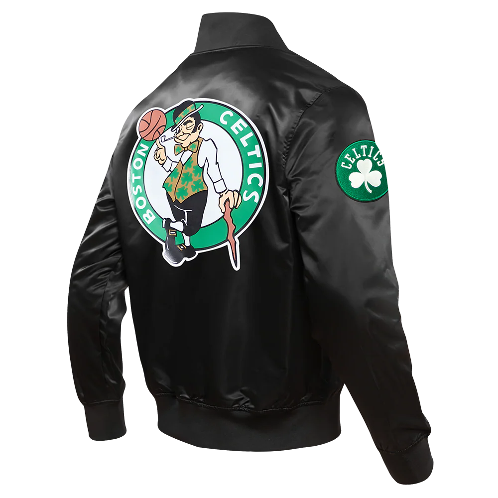 NBA BOSTON CELTICS CLASSIC SATIN MEN'S SATIN JACKET (BLACK) - Image 3