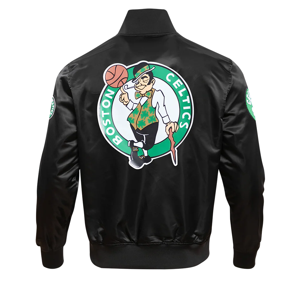 NBA BOSTON CELTICS CLASSIC SATIN MEN'S SATIN JACKET (BLACK) - Image 4