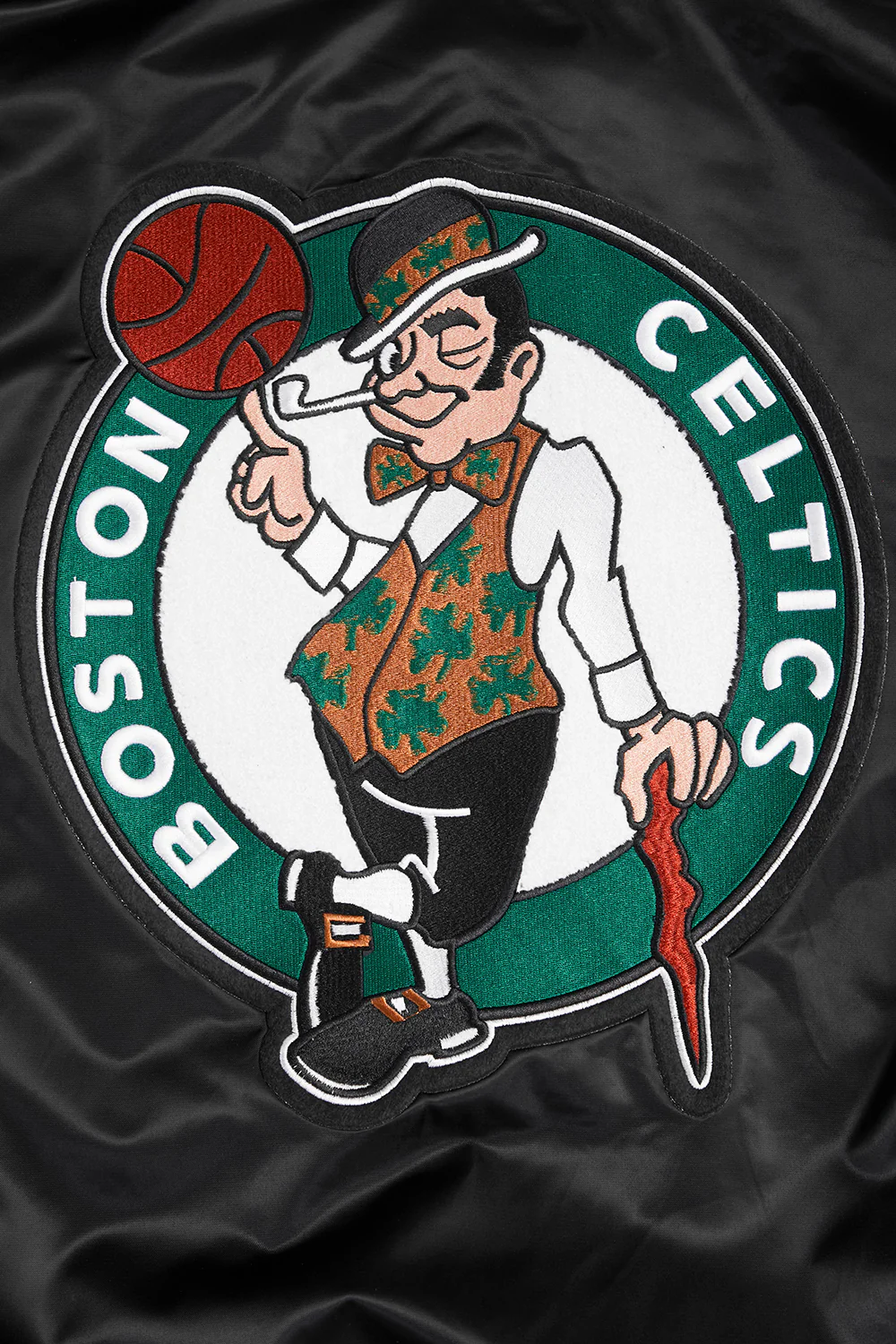 NBA BOSTON CELTICS RETRO CLASSIC MEN'S RIB SATIN JACKET (BLACK) - Image 7