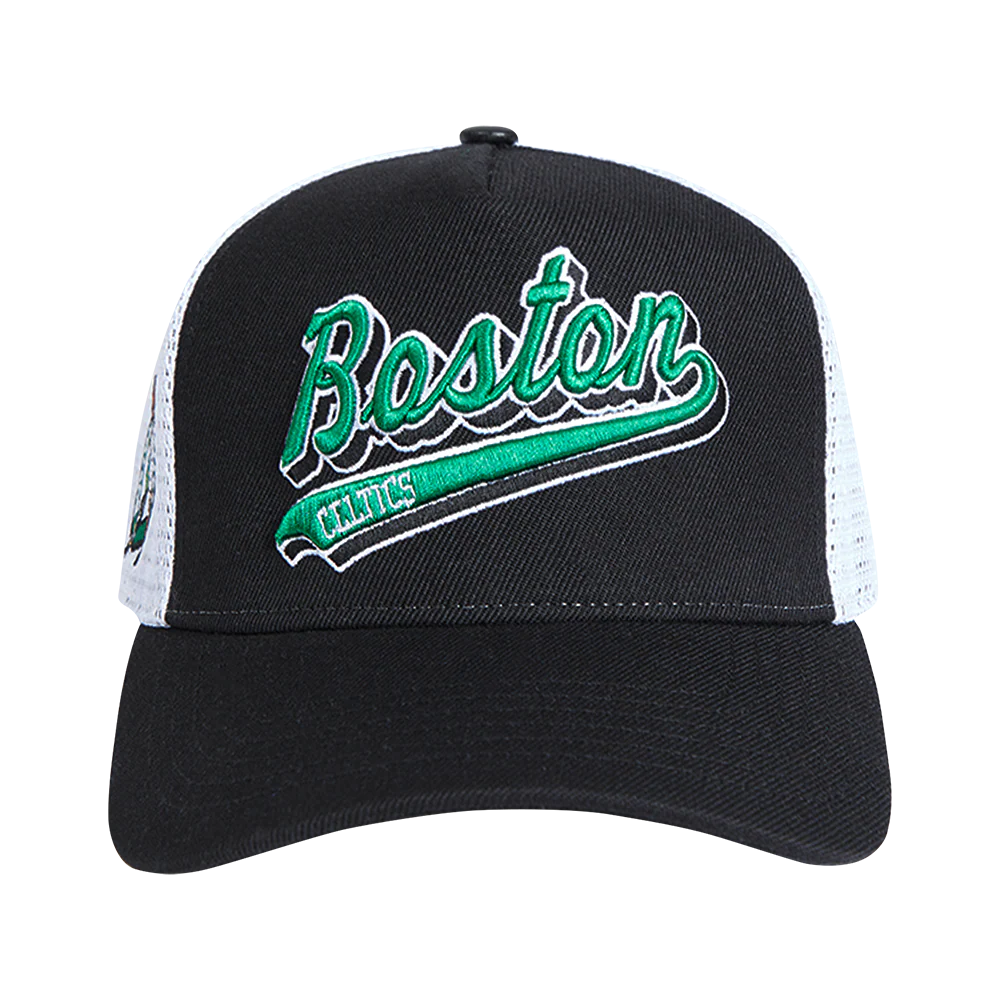 NBA BOSTON CELTICS SCRIPT TAIL TRUCKER HAT (BLACK)