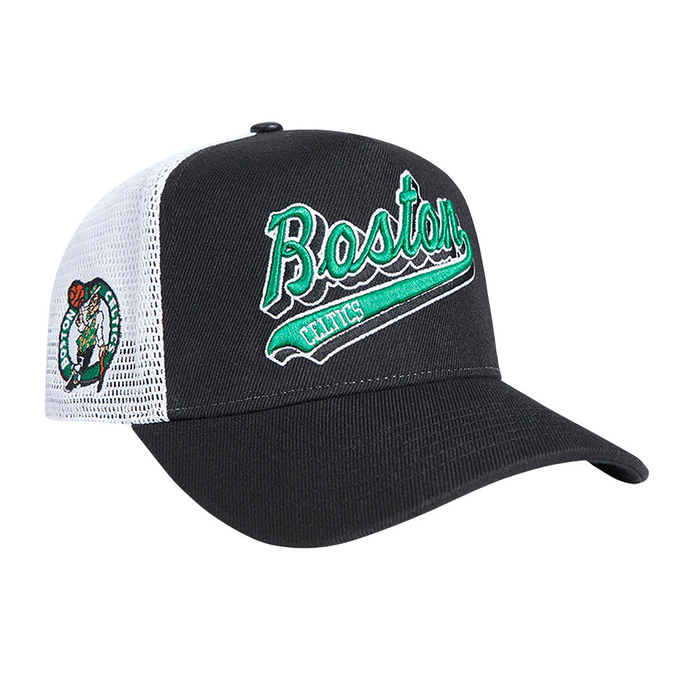 NBA BOSTON CELTICS SCRIPT TAIL TRUCKER HAT (BLACK) - Image 2