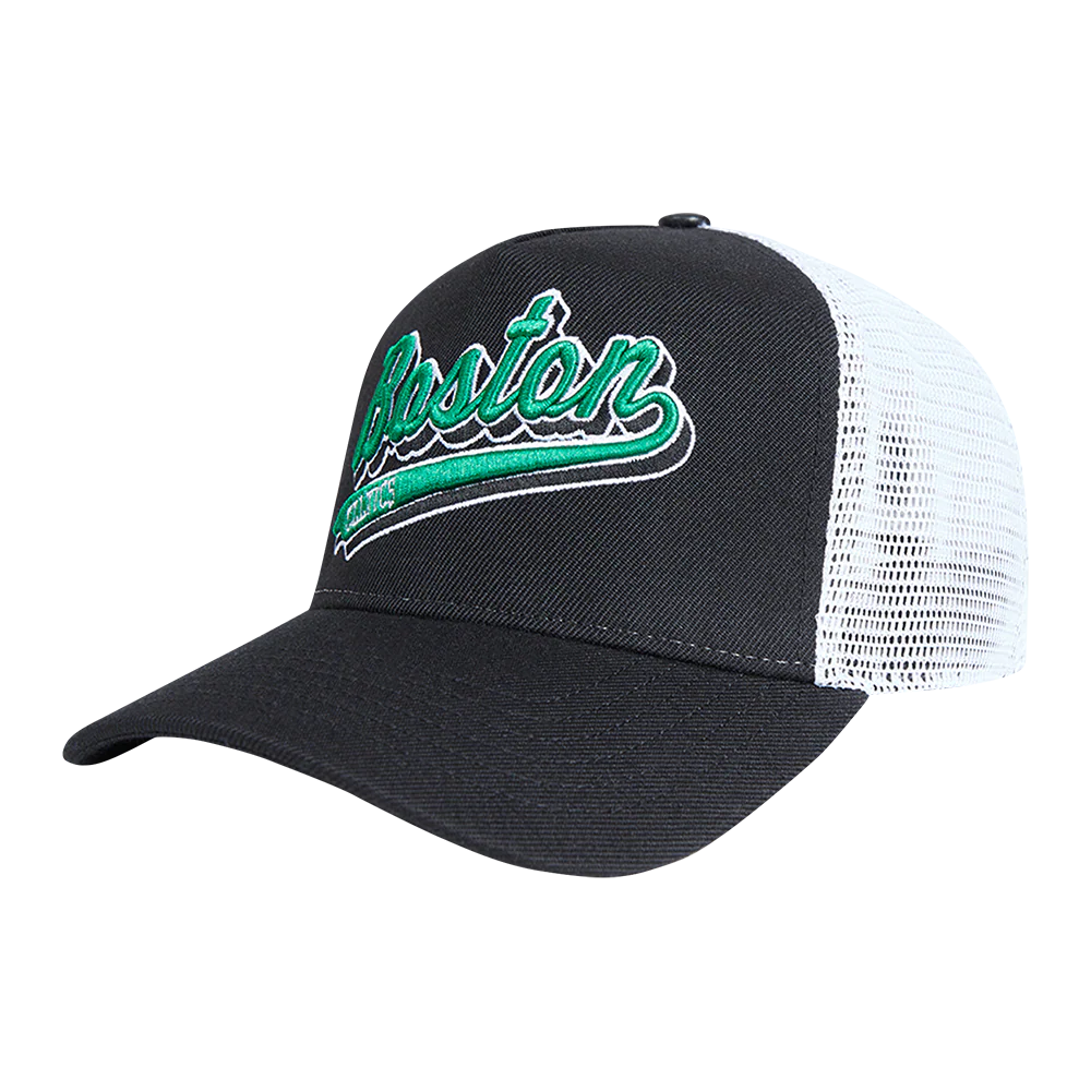 NBA BOSTON CELTICS SCRIPT TAIL TRUCKER HAT (BLACK) - Image 5