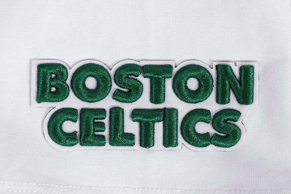 NBA BOSTON CELTICS SCRIPT TAIL WOMEN'S SINGLE JERSEY BOXY TEE (WHITE) - Image 6