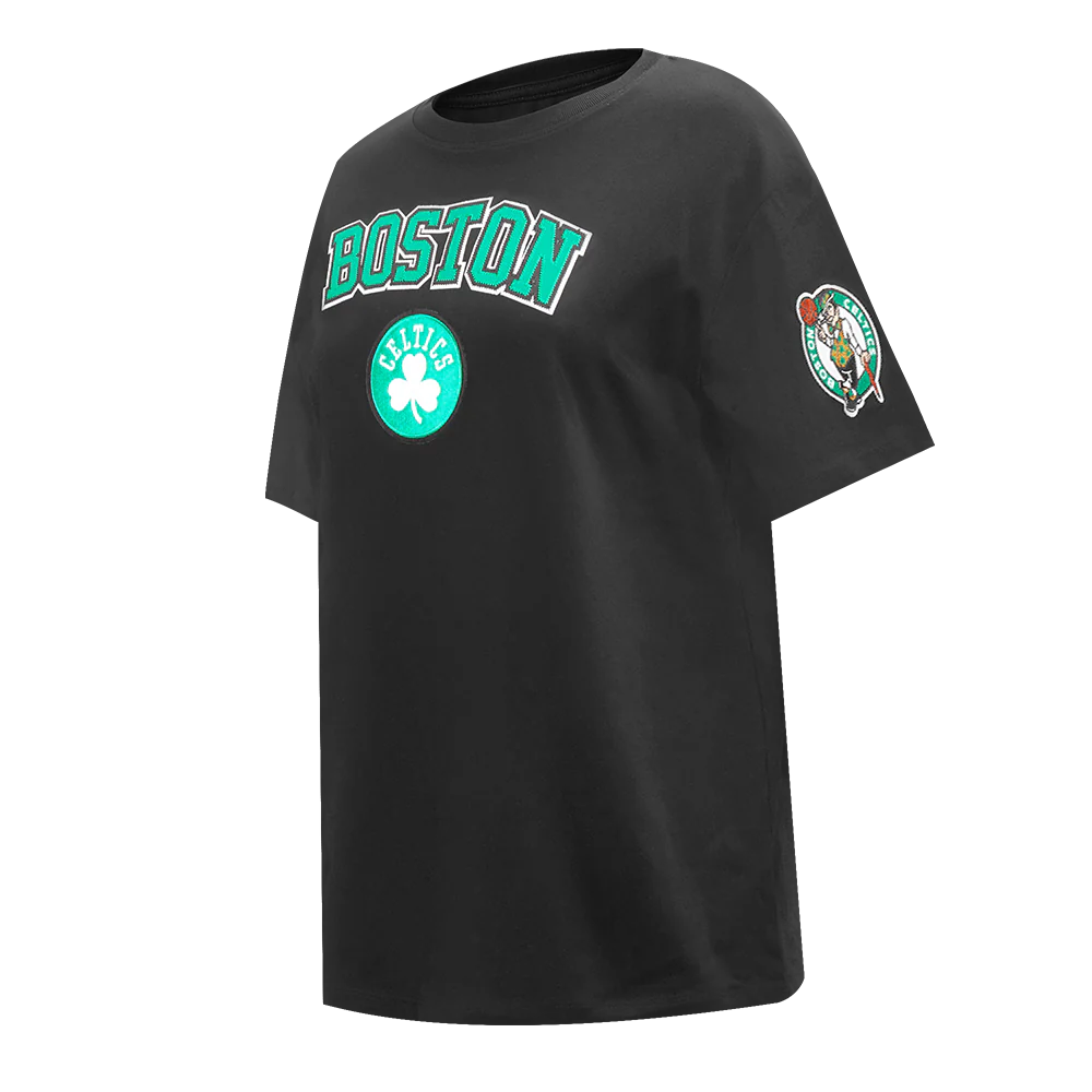 NBA BOSTON CELTICS CLASSIC WIND WOMEN'S CTN BF TEE (BLACK) - Image 2