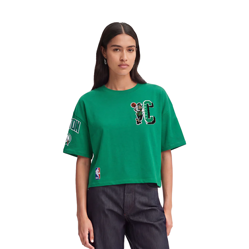 NBA BOSTON CELTICS MASHUP WOMEN'S BOXY TEE (KELLY GREEN)
