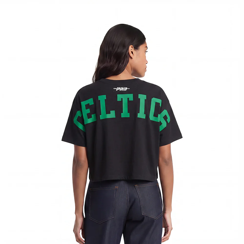 BOSTON CELTICS WINGSPAN WOMEN'S SJ BOXY TEE (BLACK)