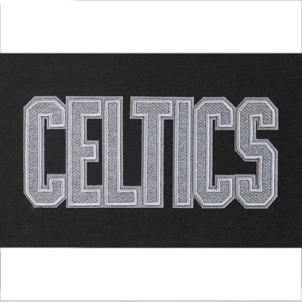 NBA BOSTON CELTICS REVERSE FRENCH TERRY WOMEN'S SINGLE JERSEY BOXY TEE (BLACK) - Image 5