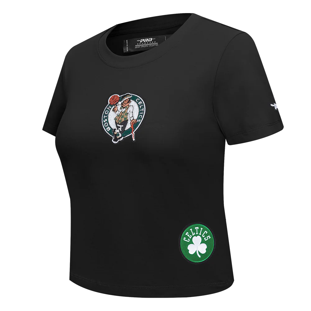 NBA BOSTON CELTICS GAME DAY CLASSICS WOMEN'S SINGLE JERSEY BABY DOLL TEE (BLACK) - Image 2