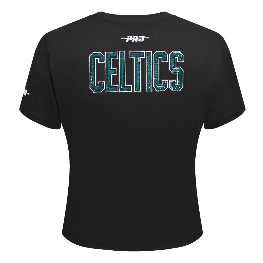 NBA BOSTON CELTICS GAME DAY CLASSICS WOMEN'S SINGLE JERSEY BABY DOLL TEE (BLACK) - Image 3
