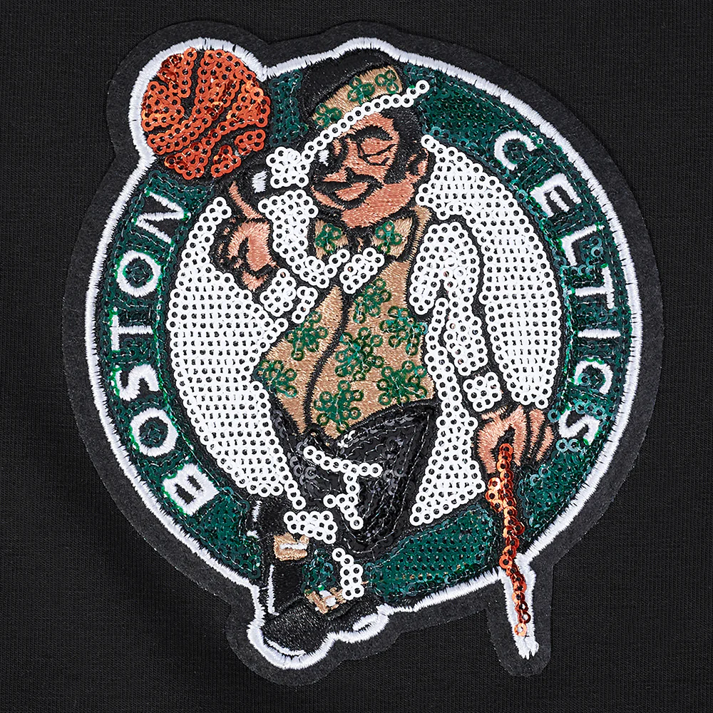NBA BOSTON CELTICS GAME DAY CLASSICS WOMEN'S SINGLE JERSEY BABY DOLL TEE (BLACK) - Image 5