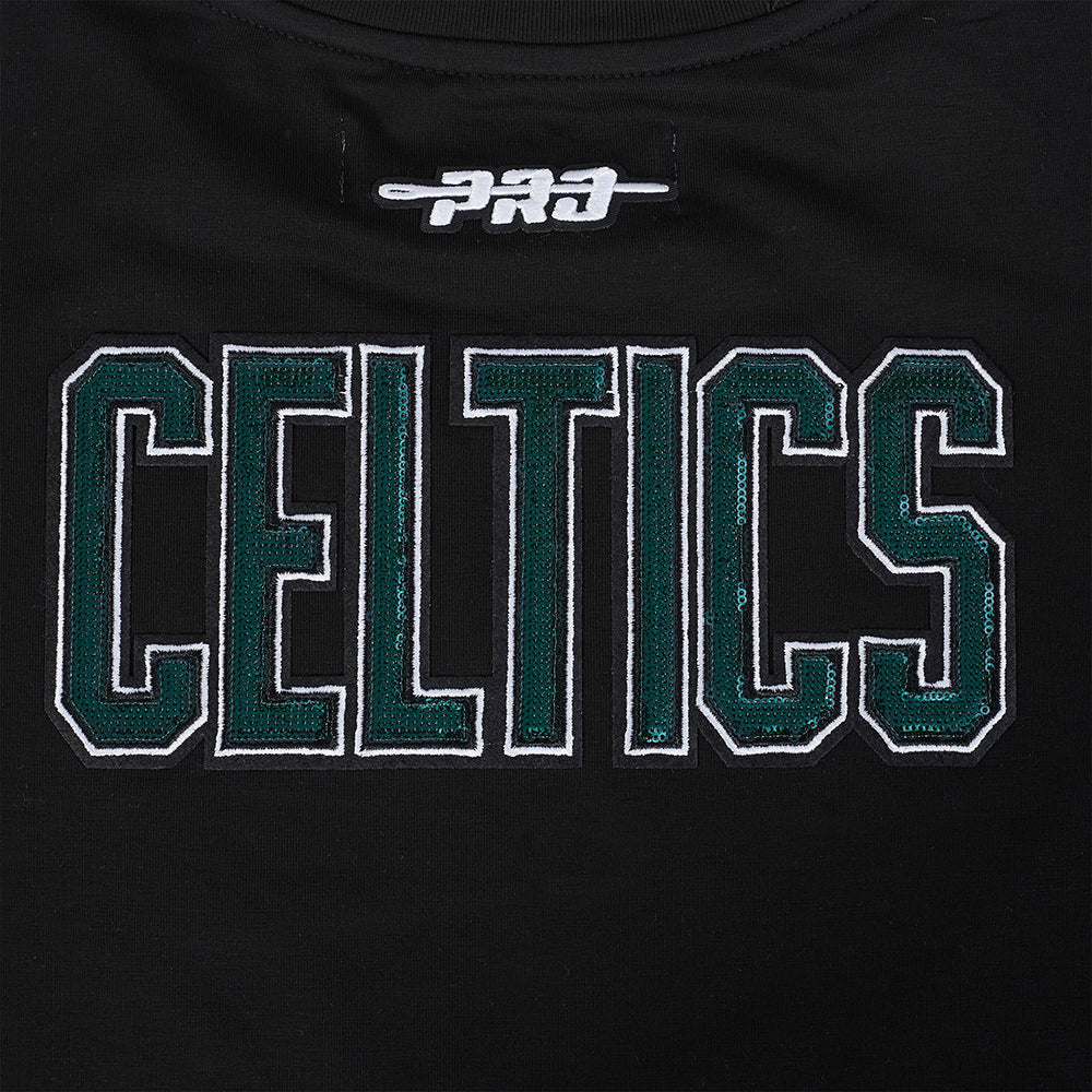 NBA BOSTON CELTICS GAME DAY CLASSICS WOMEN'S SINGLE JERSEY BABY DOLL TEE (BLACK) - Image 7