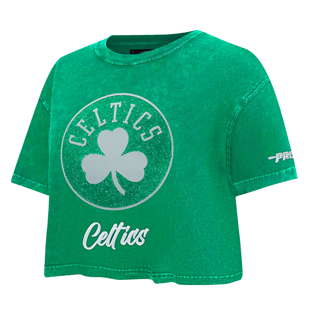 NBA BOSTON CELTICS TEAM CRYSTALLINE WOMEN'S S/S BOXY TEE (WASHED KELLY GREEN) - Image 4