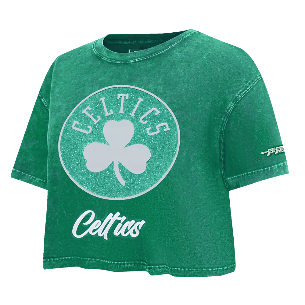 NBA BOSTON CELTICS TEAM CRYSTALLINE WOMEN'S S/S BOXY TEE (WASHED KELLY GREEN) - Image 6