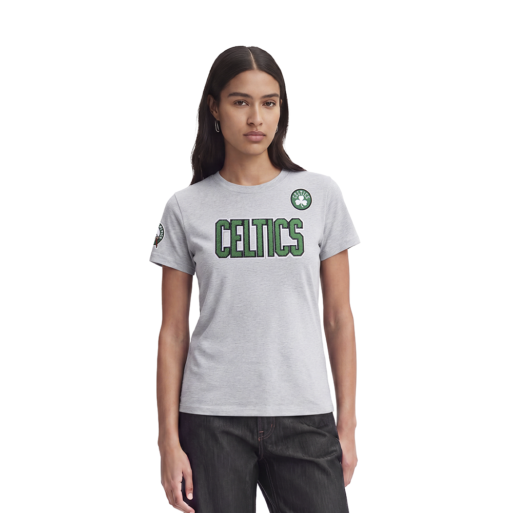 NBA BOSTON CELTICS CLASSIC SHORT SLEEVE WOMEN'S SLIM FIT TEE (HEATHER GREY)