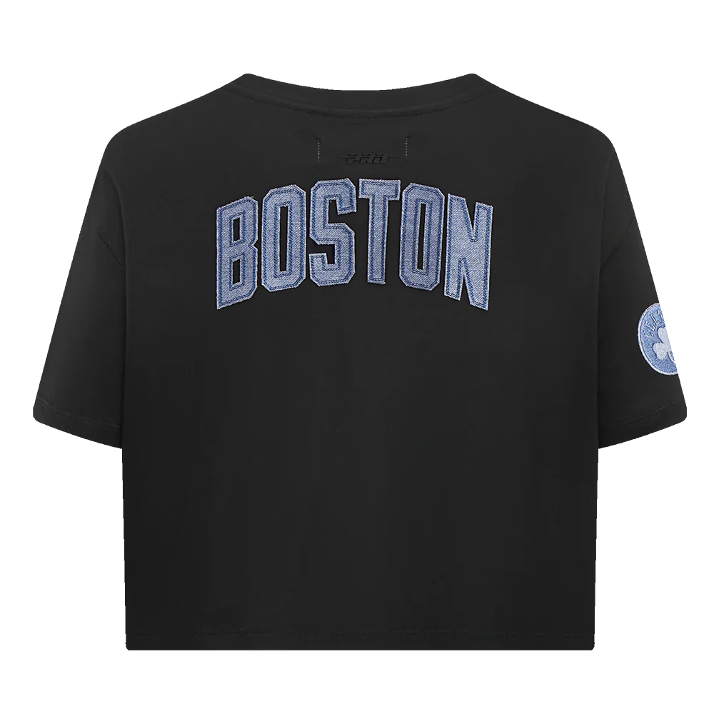 NBA BOSTON CELTICS VARSITY BLUES WOMEN'S BOXY TEE (BLACK) - Image 3
