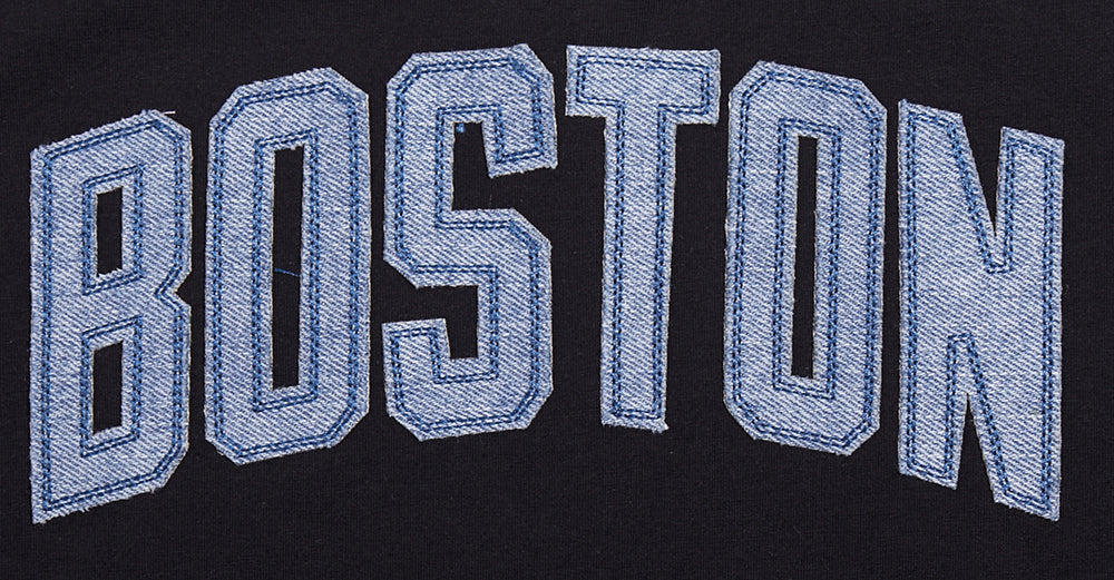 NBA BOSTON CELTICS VARSITY BLUES WOMEN'S BOXY TEE (BLACK) - Image 7