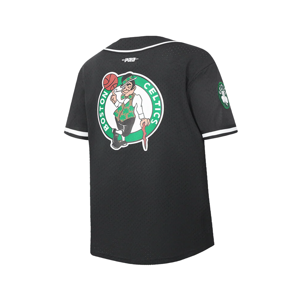 NBA BOSTON CELTICS CLASSIC BIG BOYS MESH BUTTON DOWN SHIRT (BLACK) - Image 4