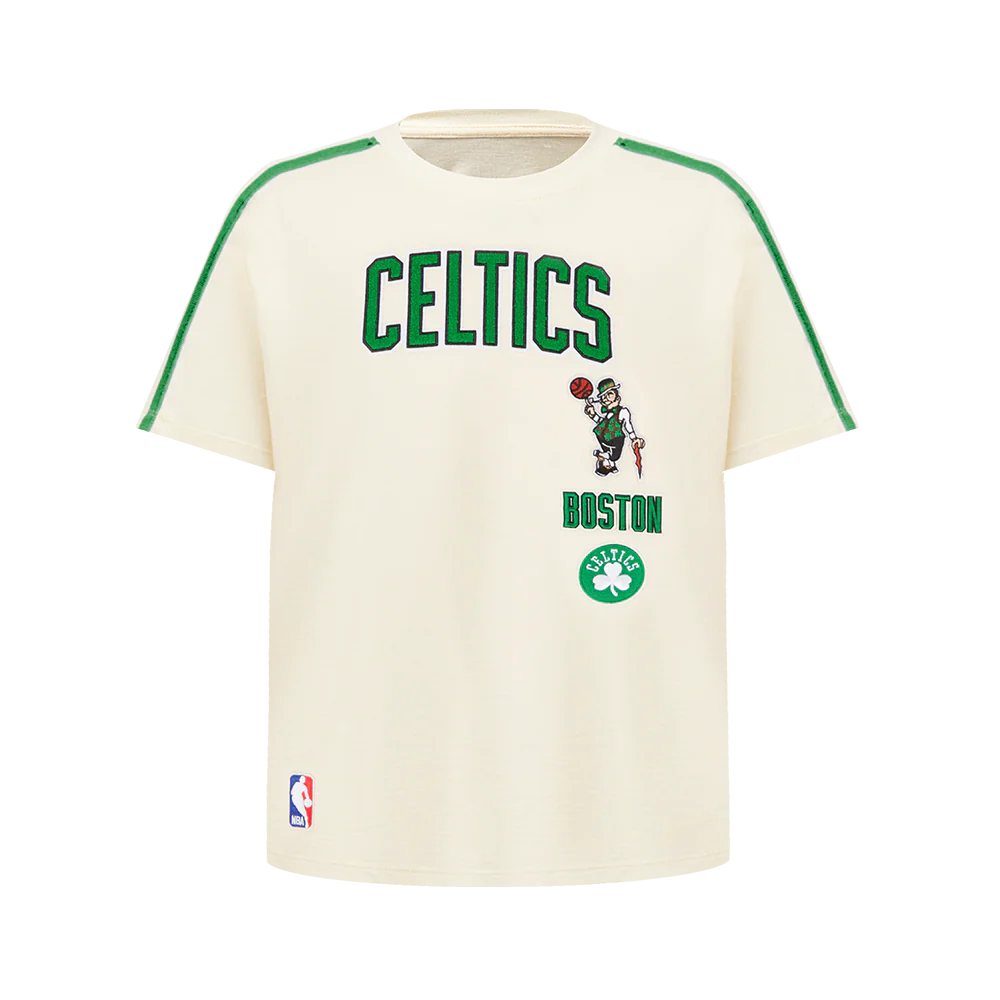 NBA BOSTON CELTICS RETRO CLASSIC SINGLE JERSEY BIG BOYS SINGLE JERSEY TAPING TEE (EGGSHELL/ KELLY GREEN) - Image 3