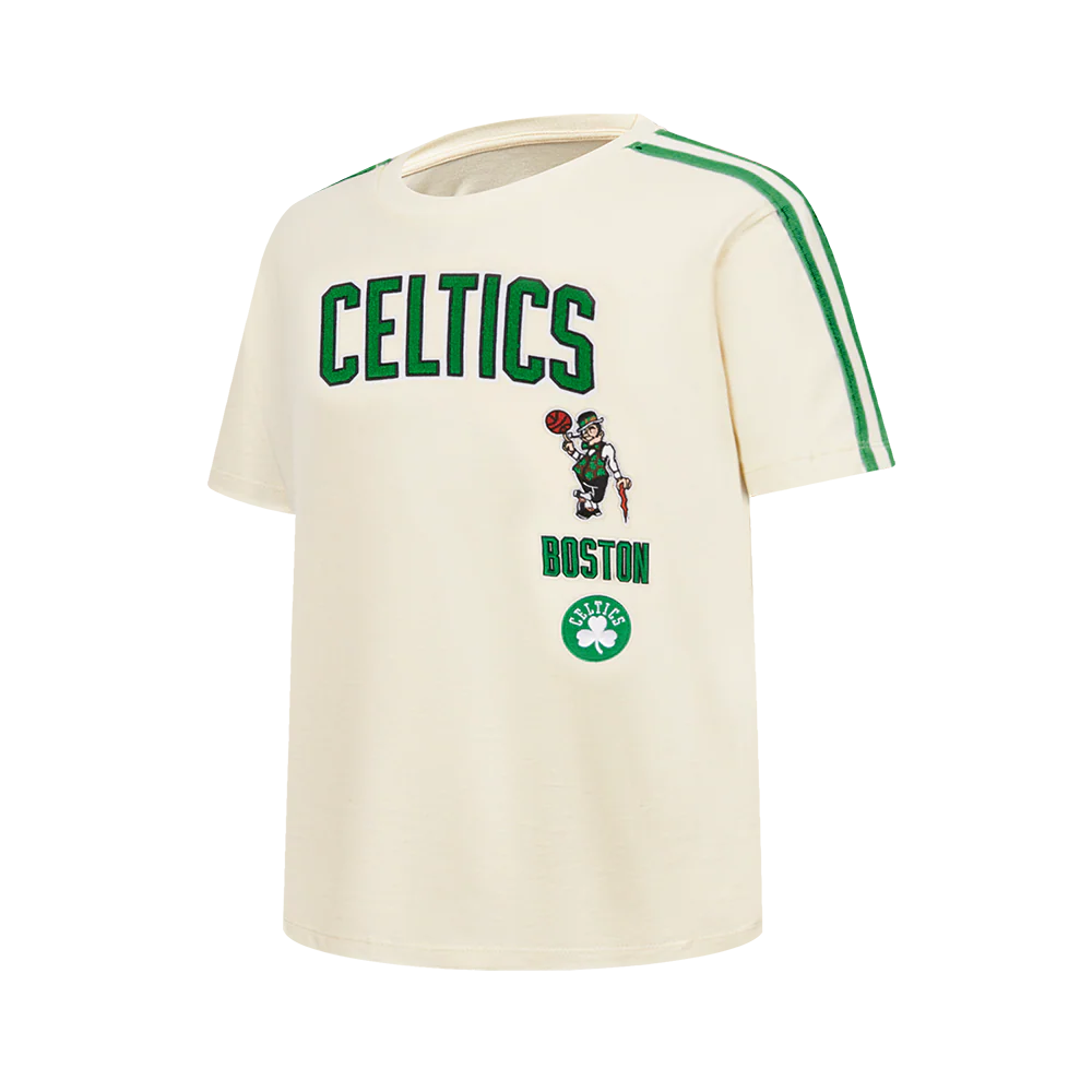 NBA BOSTON CELTICS RETRO CLASSIC SINGLE JERSEY BIG BOYS SINGLE JERSEY TAPING TEE (EGGSHELL/ KELLY GREEN) - Image 4