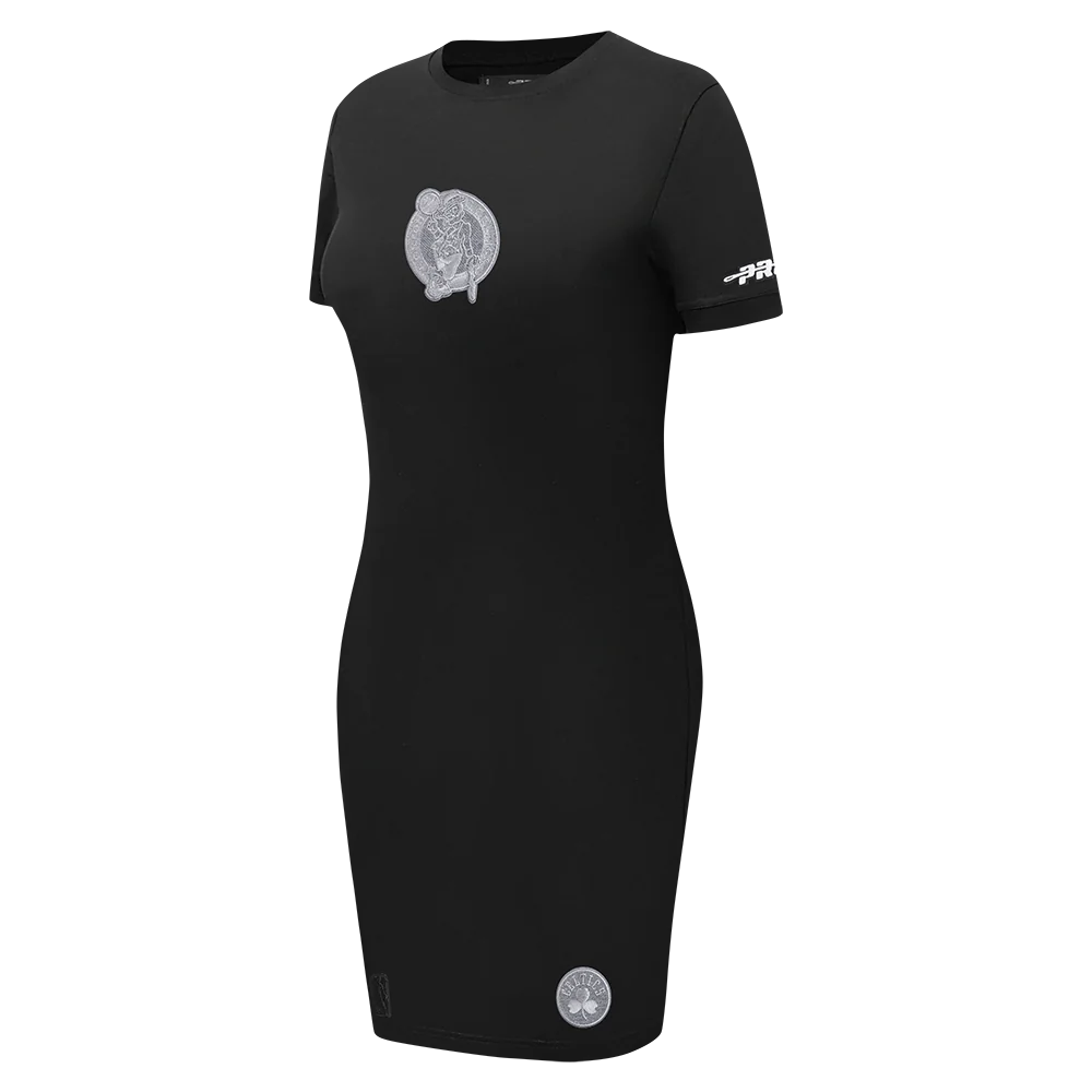 NBA BOSTON CELTICS REVERSE FRENCH TERRY WOMEN'S BODYCON DRESS (BLACK) - Image 2