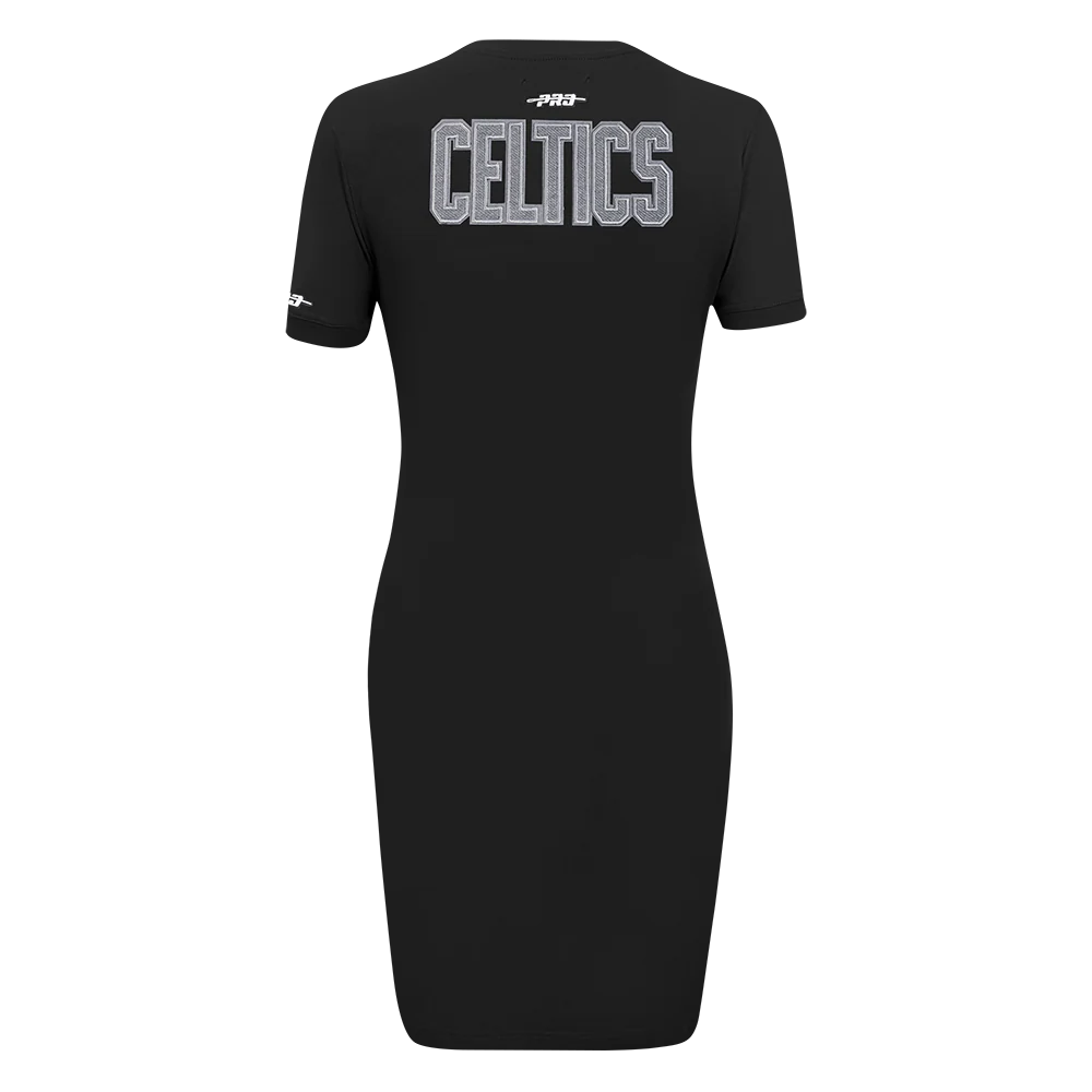 NBA BOSTON CELTICS REVERSE FRENCH TERRY WOMEN'S BODYCON DRESS (BLACK) - Image 3
