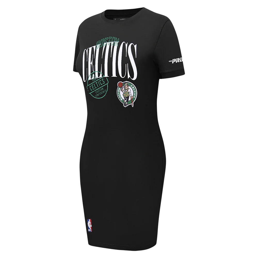 NBA BOSTON CELTICS STAMPED WOMEN'S BODY CON DRESS (BLACK) - Image 3