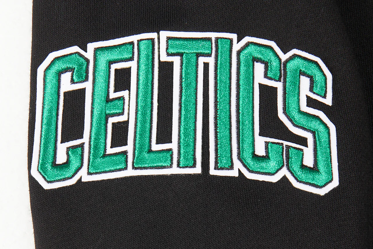 NBA BOSTON CELTICS CLASSIC BIG BOYS FLEECE FULL ZIP PULLOVER HOODIE (BLACK) - Image 4