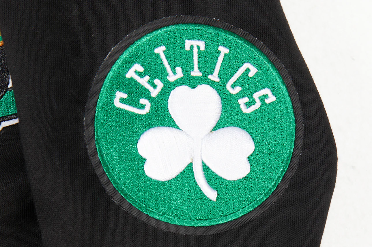 NBA BOSTON CELTICS CLASSIC BIG BOYS FLEECE FULL ZIP PULLOVER HOODIE (BLACK) - Image 5