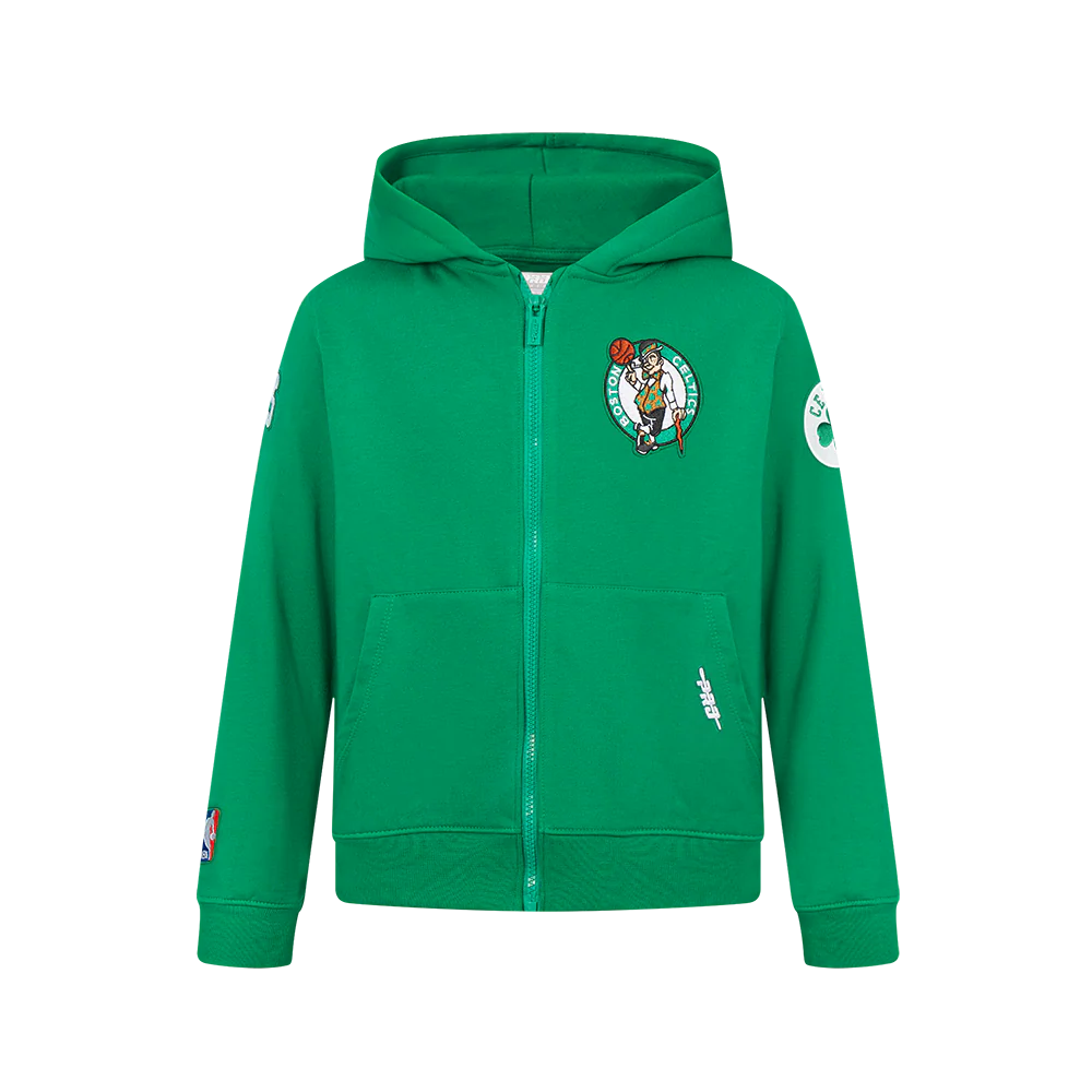 NBA BOSTON CELTICS CLASSIC BIG BOY'S FLC FZ PO HOODIE (KELLY GREEN)