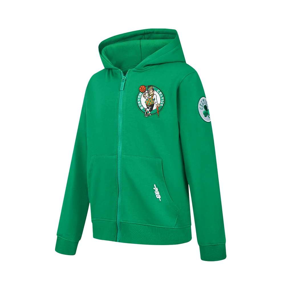 NBA BOSTON CELTICS CLASSIC BIG BOY'S FLC FZ PO HOODIE (KELLY GREEN) - Image 2