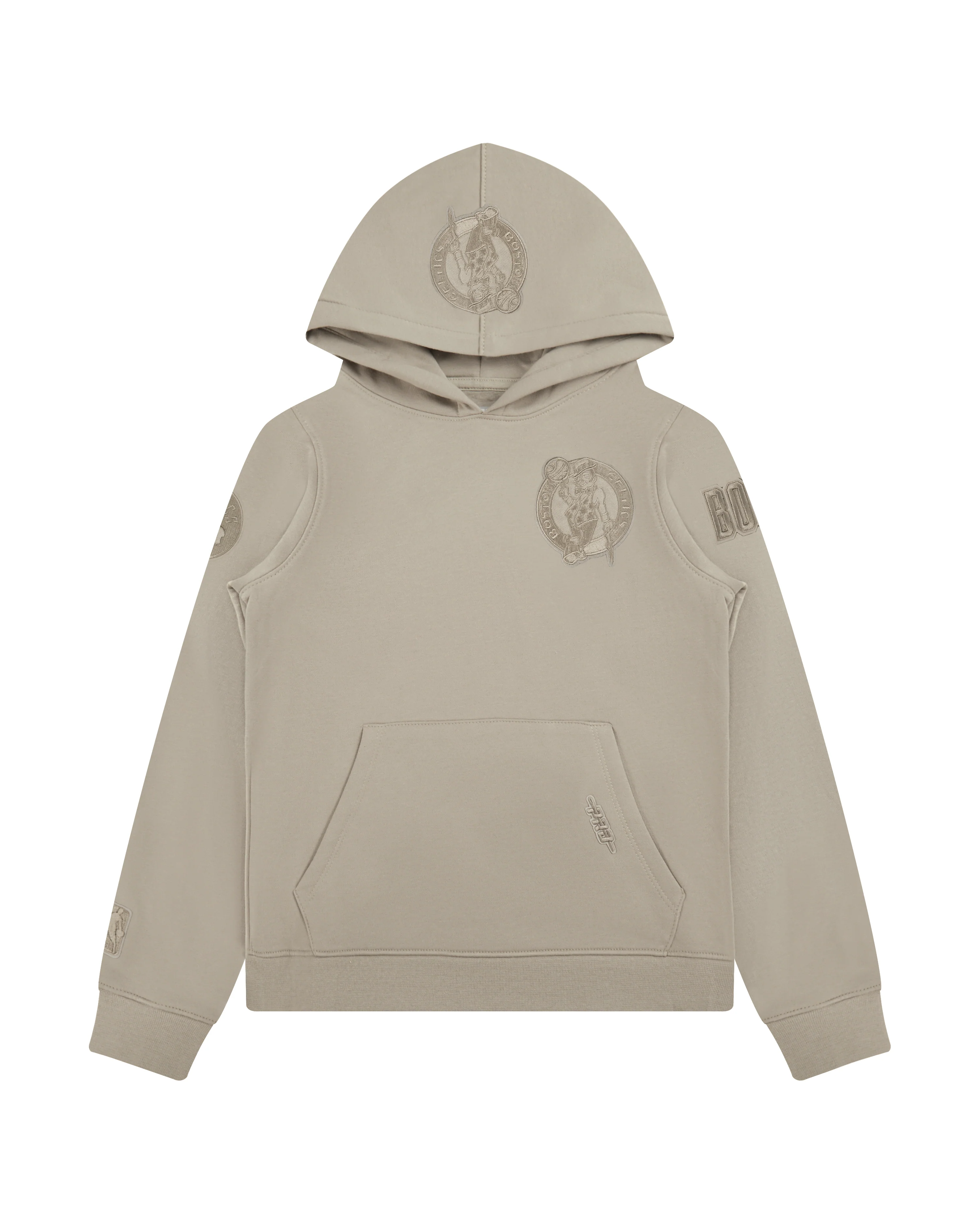 NBA BOSTON CELTICS NEUTRAL BIG BOYS FLEECE PULLOVER HOODIE (TAUPE)