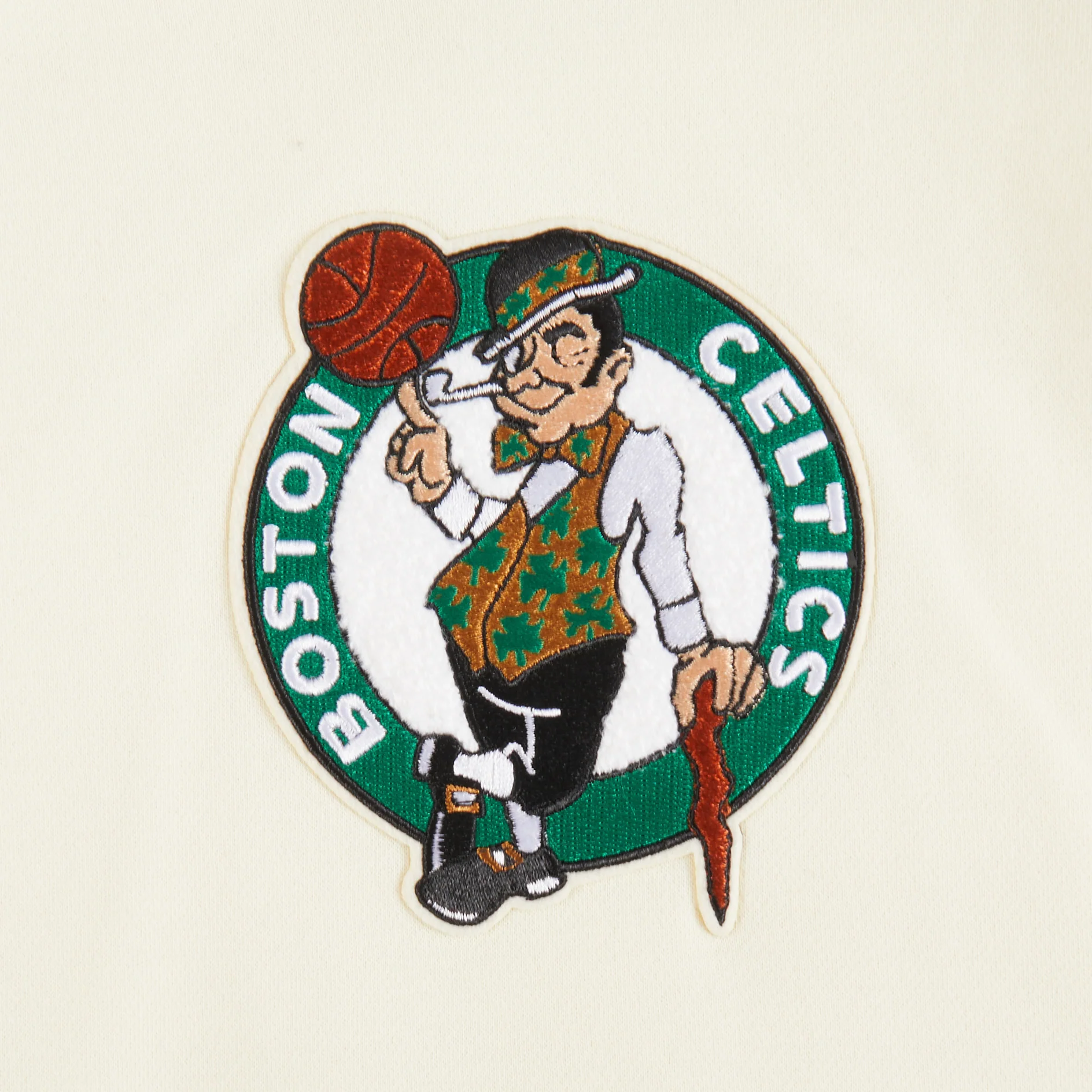 NBA BOSTON CELTICS RETRO CLASSIC BIG BOYS RIB FLEECE PULLOVER HOODIE (EGGSHELL/ KELLY GREEN) - Image 3