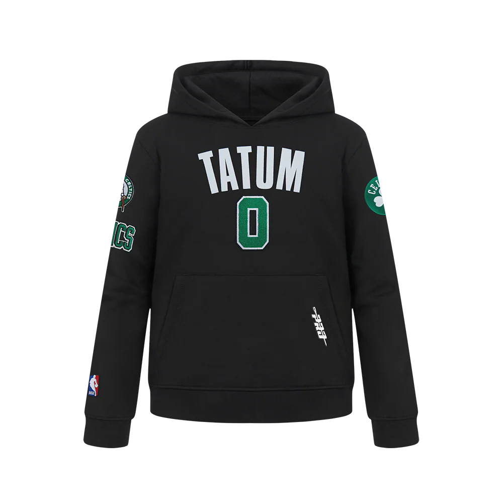 NBA BOSTON CELTICS JAYSON TATUM #0 CLASSIC PNN BIG BOY'S FLEECE PO HOOD (BLACK)