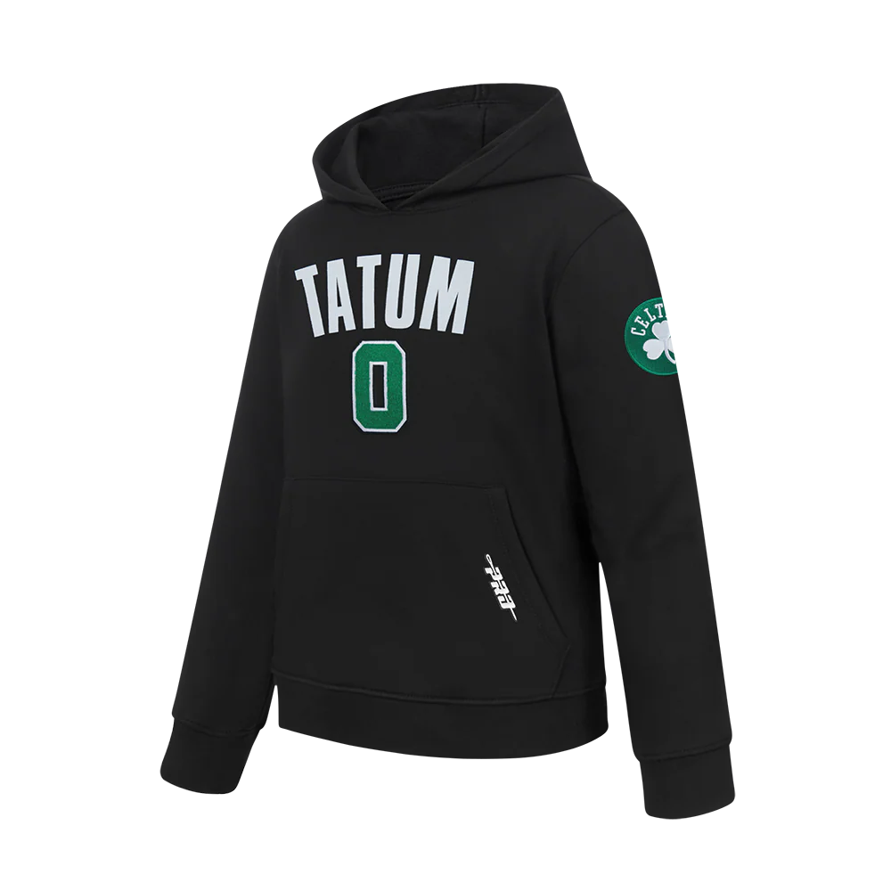 NBA BOSTON CELTICS JAYSON TATUM #0 CLASSIC PNN BIG BOY'S FLEECE PO HOOD (BLACK) - Image 2