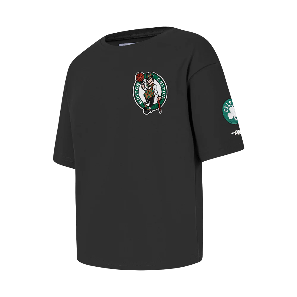 NBA BOSTON CELTICS CLASSIC BIG GIRLS SHORT SLEEVE BOXY TEE (BLACK) - Image 2