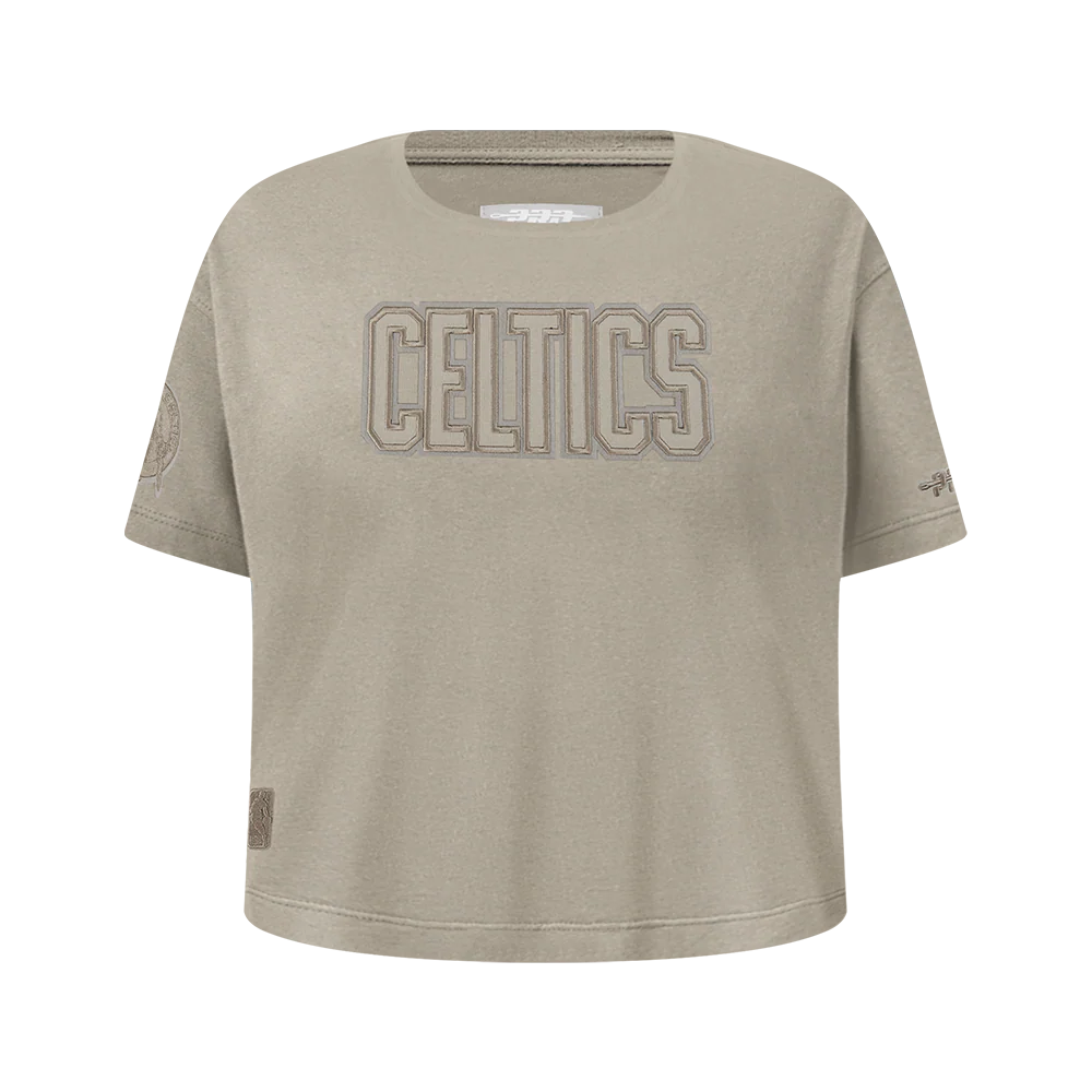 NBA BOSTON CELTICS NEUTRAL BIG GIRLS SS BOXY TEE (TAUPE)