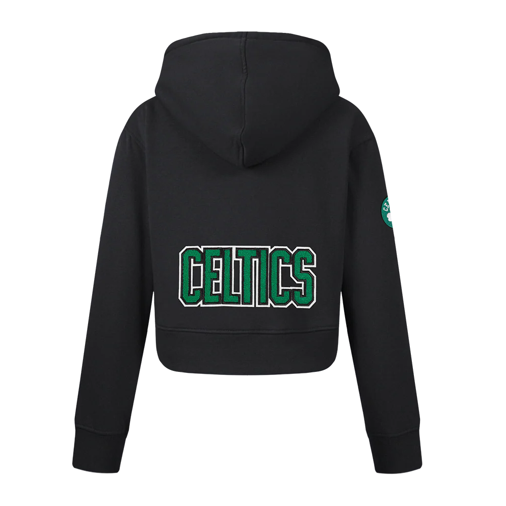 NBA BOSTON CELTICS CLASSIC BIG GIRLS FLEECE FULL ZIP HOODIE (BLACK) - Image 3