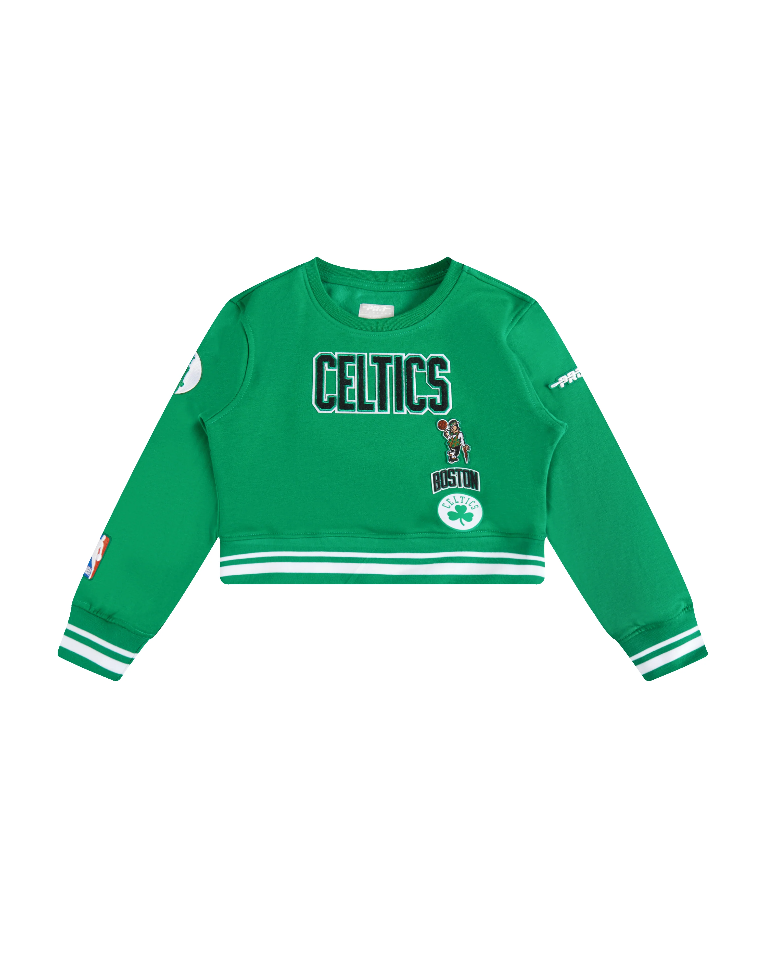 NBA BOSTON CELTICS RETRO CLASSIC BIG GIRLS RIB FLEECE CREWNECK (KELLY GREEN)