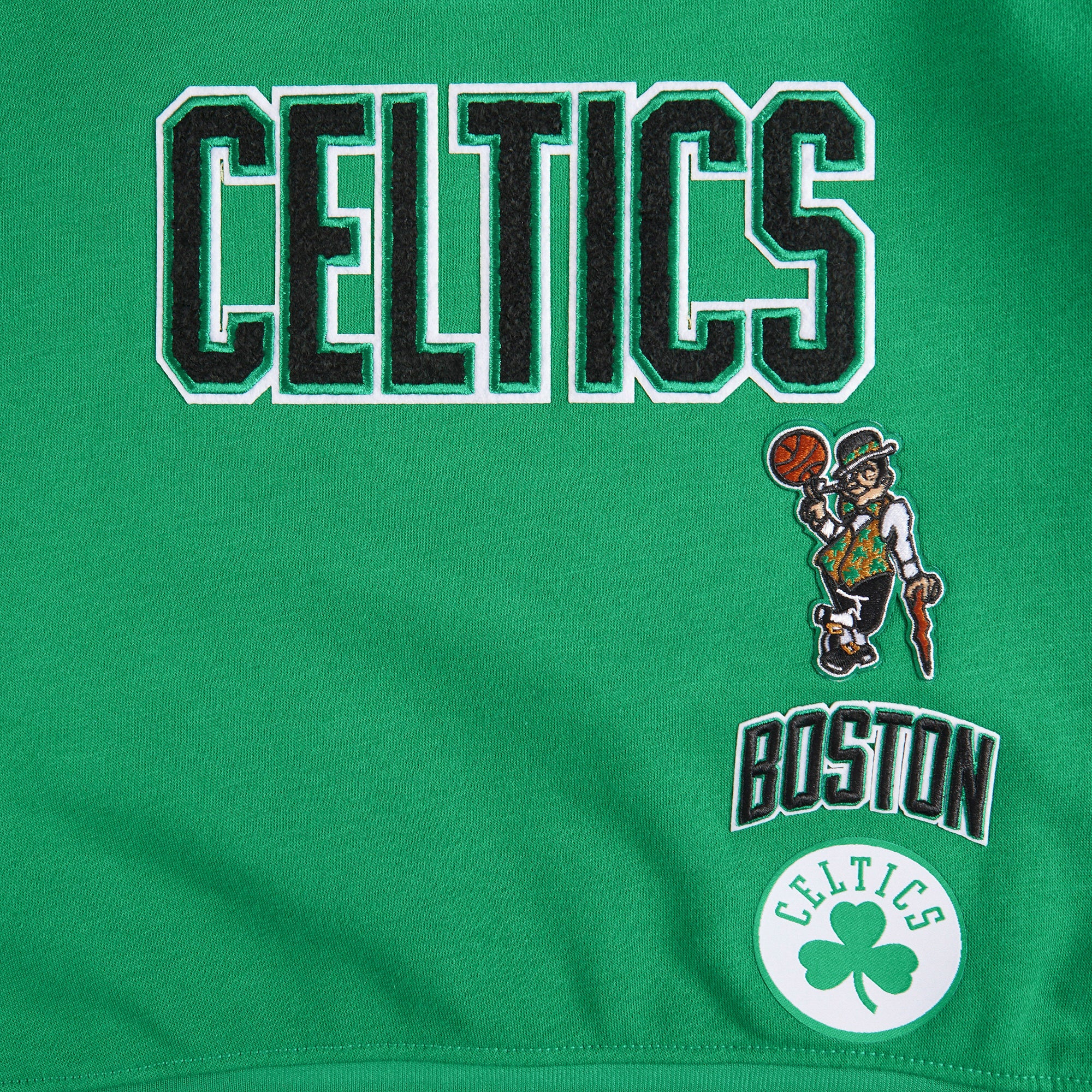 NBA BOSTON CELTICS RETRO CLASSIC BIG GIRLS RIB FLEECE CREWNECK (KELLY GREEN) - Image 3