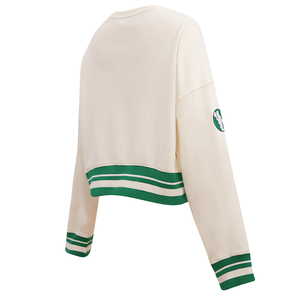 NBA BOSTON CELTICS RETRO CLASSIC WOMEN'S RIB CREWNECK (EGGSHELL/ KELLY GREEN) - Image 3
