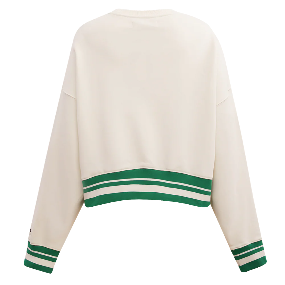 NBA BOSTON CELTICS RETRO CLASSIC WOMEN'S RIB CREWNECK (EGGSHELL/ KELLY GREEN) - Image 4