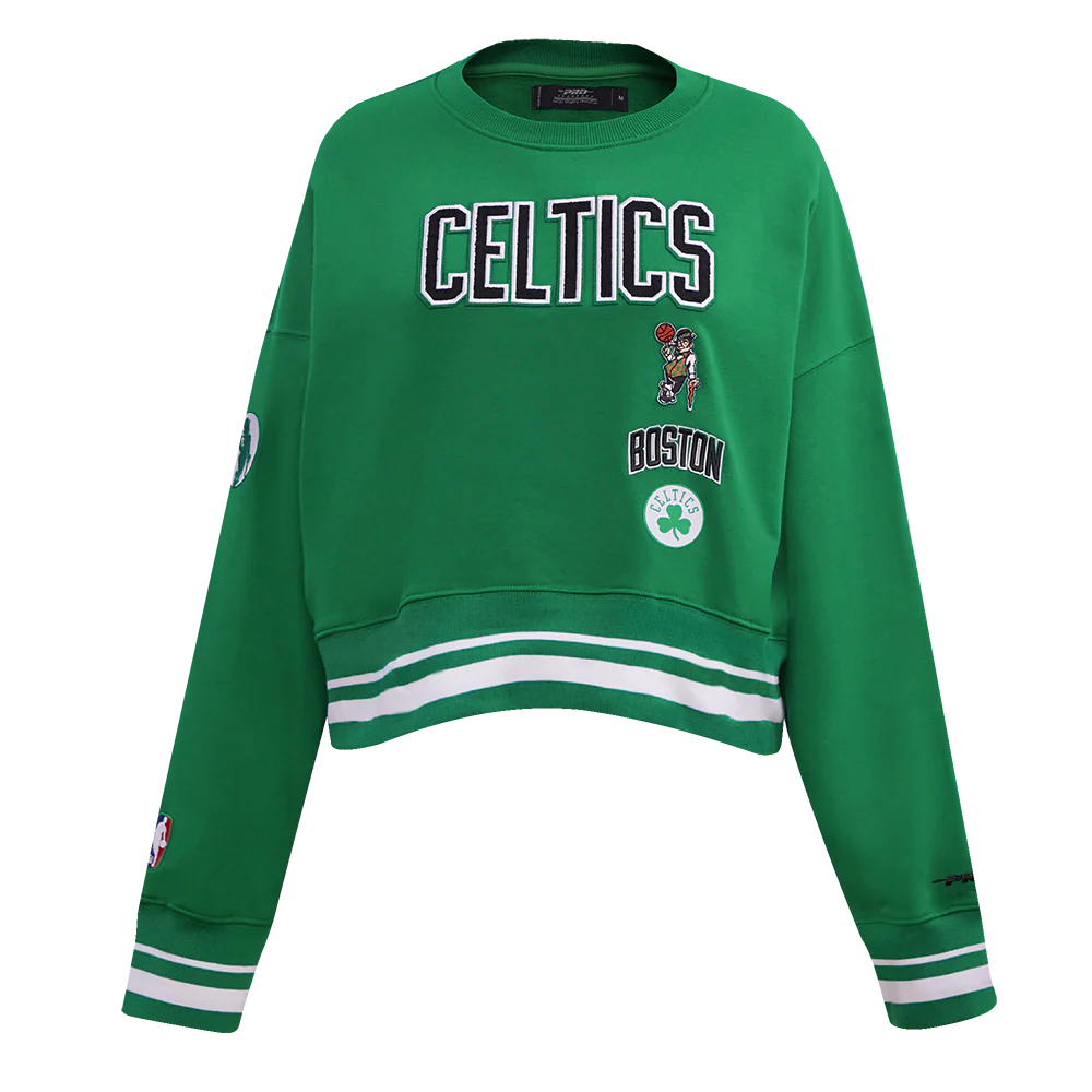 NBA BOSTON CELTICS RETRO CLASSIC WOMEN'S RIB CREWNECK (KELLY GREEN)