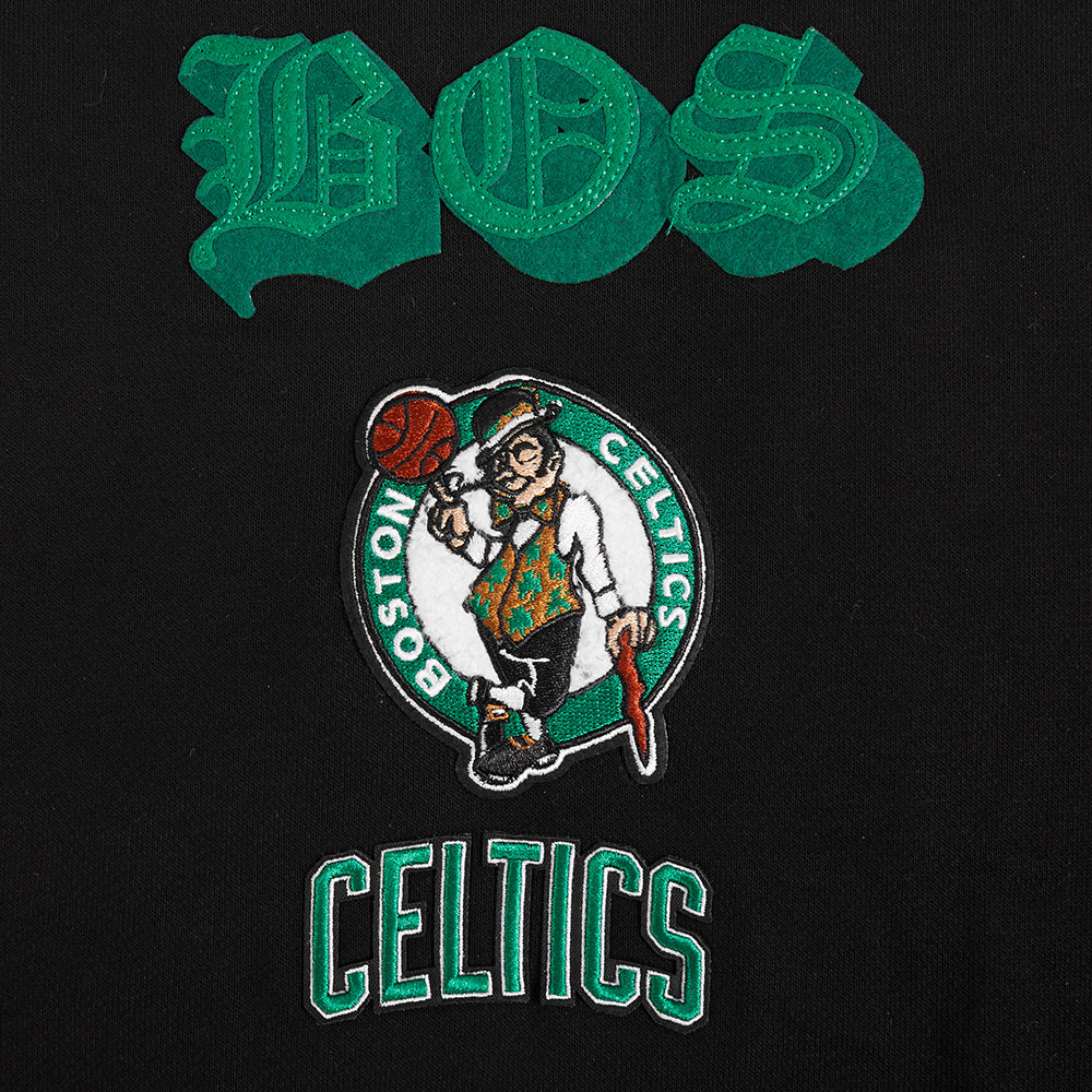 NBA BOSTON CELTICS OLD ENGLISH WOMEN'S FLC CREWNECK (BLACK) - Image 11