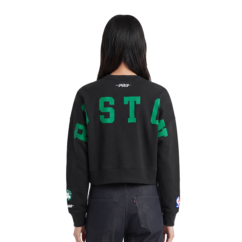 NBA BOSTON CELTICS WINGSPAN WOMEN'S FLEECE CREWNECK (BLACK)