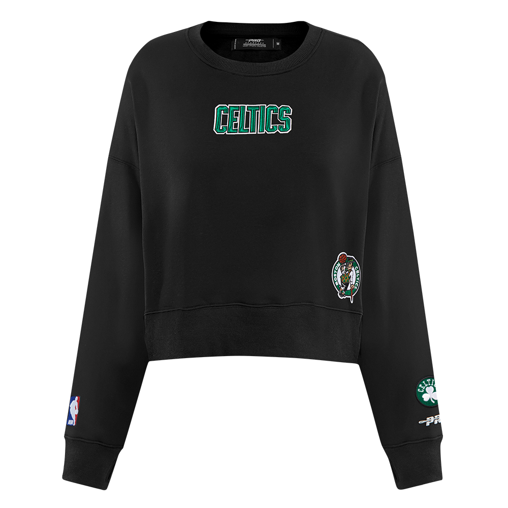 NBA BOSTON CELTICS WINGSPAN WOMEN'S FLEECE CREWNECK (BLACK) - Image 3