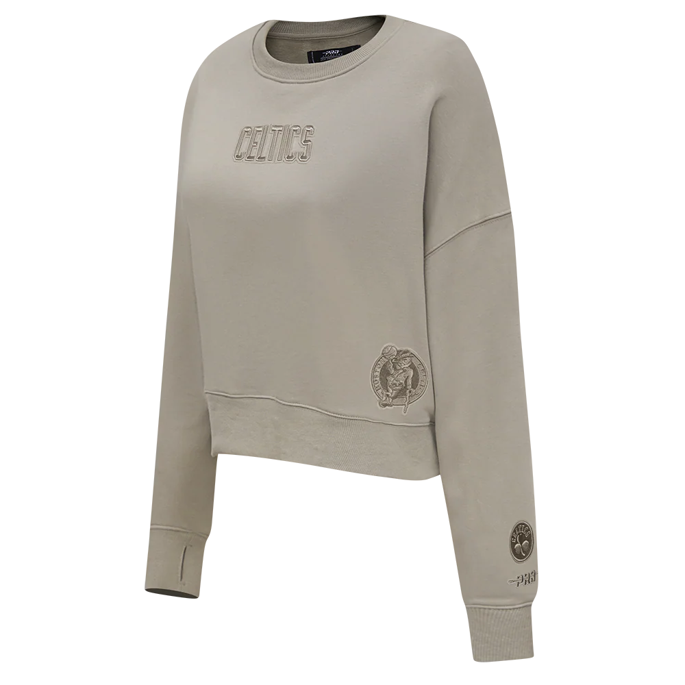 NBA BOSTON CELTICS WINGSPAN WOMEN'S FLEECE CREWNECK (TAUPE) - Image 4