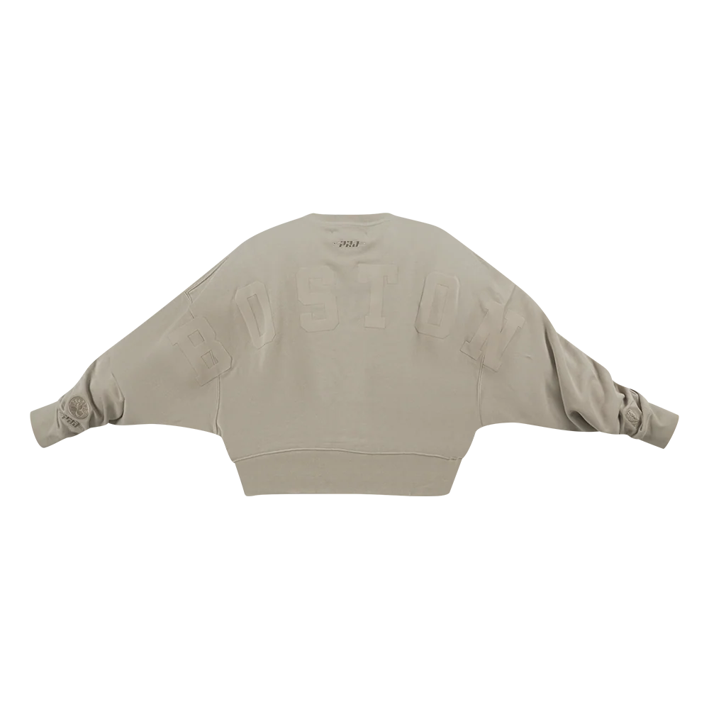 NBA BOSTON CELTICS WINGSPAN WOMEN'S FLEECE CREWNECK (TAUPE) - Image 9
