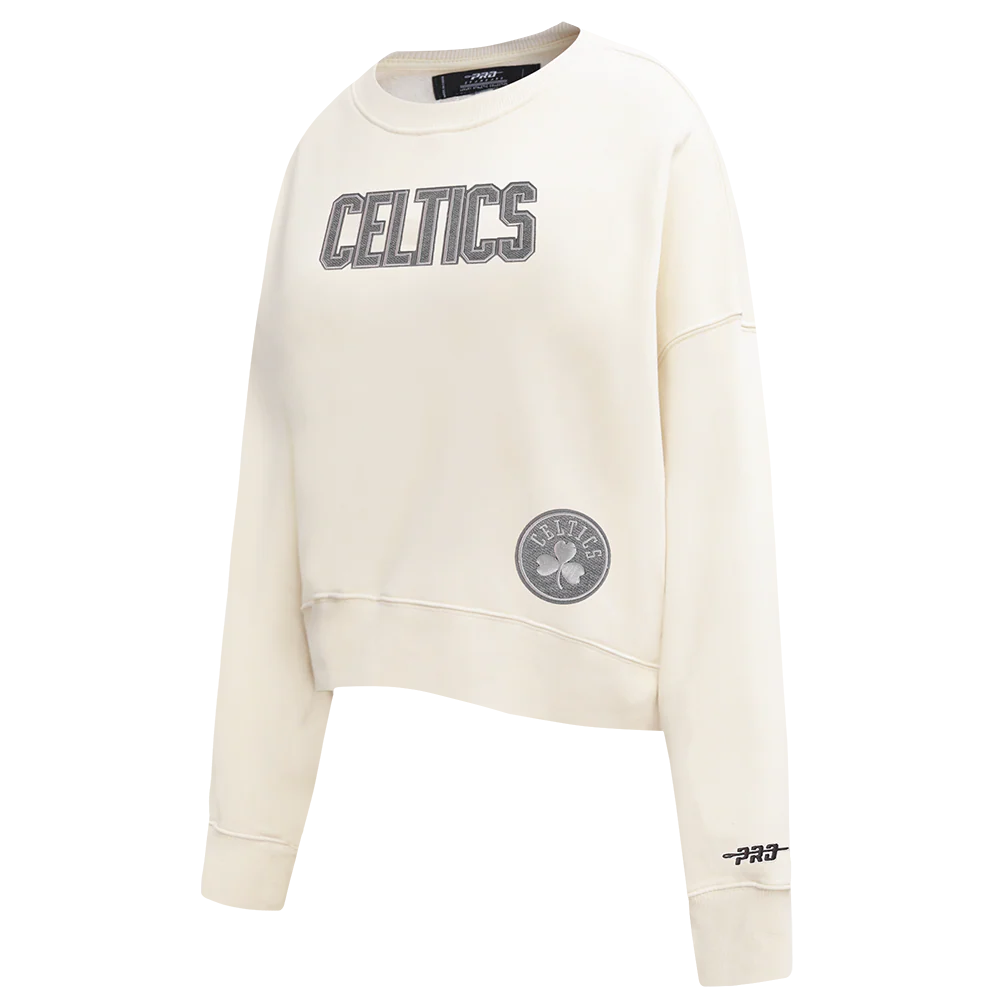 NBA BOSTON CELTICS REVERSE FRENCH TERRY WOMEN'S FLEECE CREWNECK (EGGSHELL) - Image 2