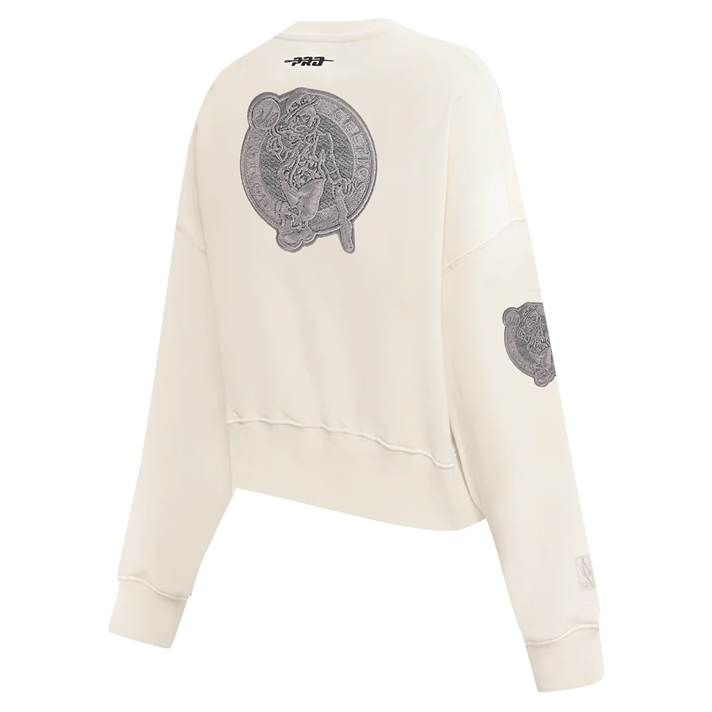 NBA BOSTON CELTICS REVERSE FRENCH TERRY WOMEN'S FLEECE CREWNECK (EGGSHELL) - Image 3
